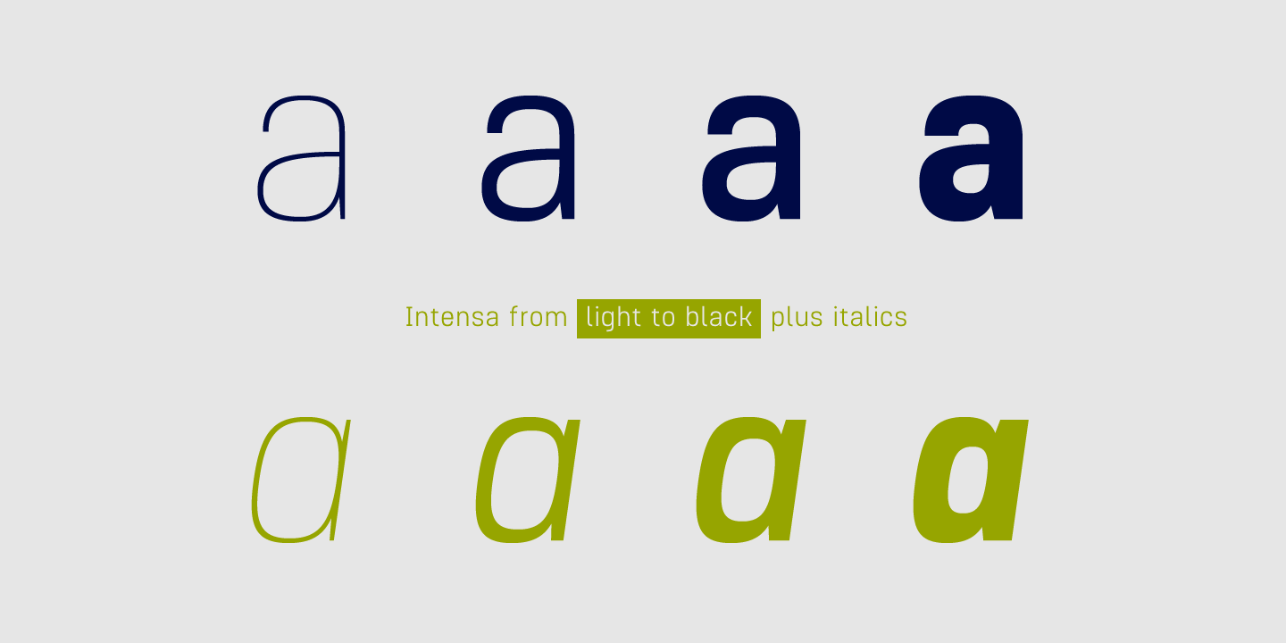 Пример шрифта Intensa Light Italic